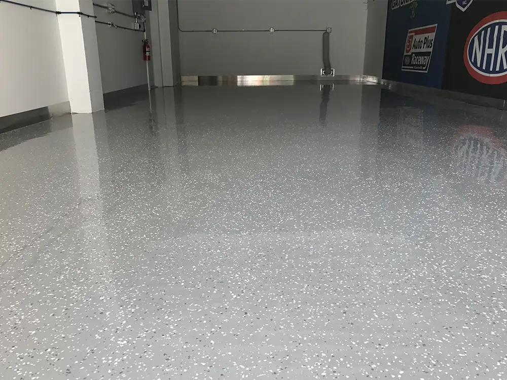 Residential epoxy flake garage